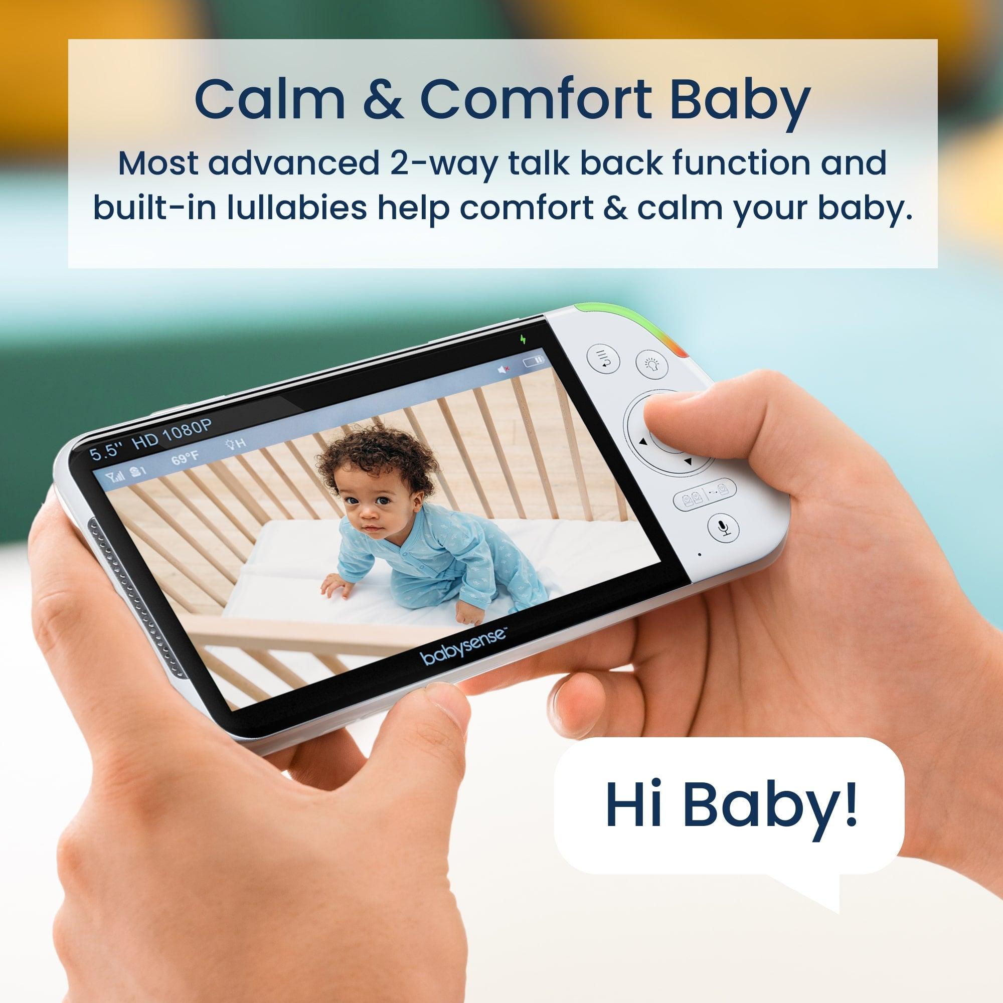 Babysense 2 - in - 1 Monitoring Set: Video Baby Monitor with 2 Cameras, Split Screen, Night Light & Sound Machine + Breathing Motion Detection & Safety Alerts - Babysense