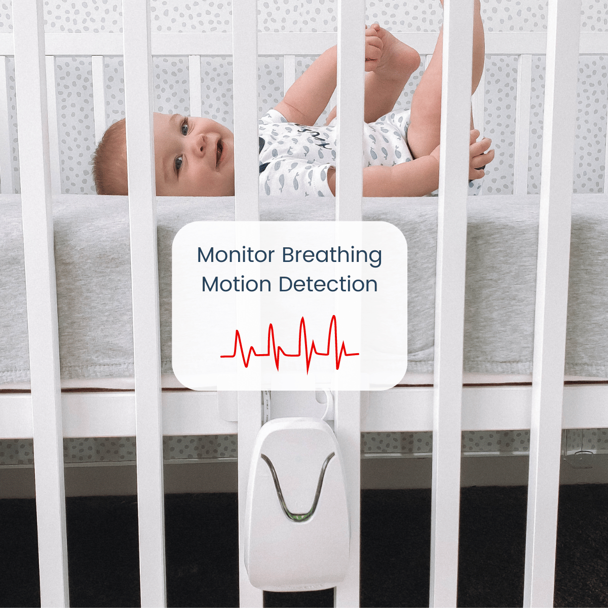 Babysense 2 - in - 1 Monitoring Set: Video Baby Monitor with 2 Cameras, Split Screen, Night Light & Sound Machine + Breathing Motion Detection & Safety Alerts - Babysense