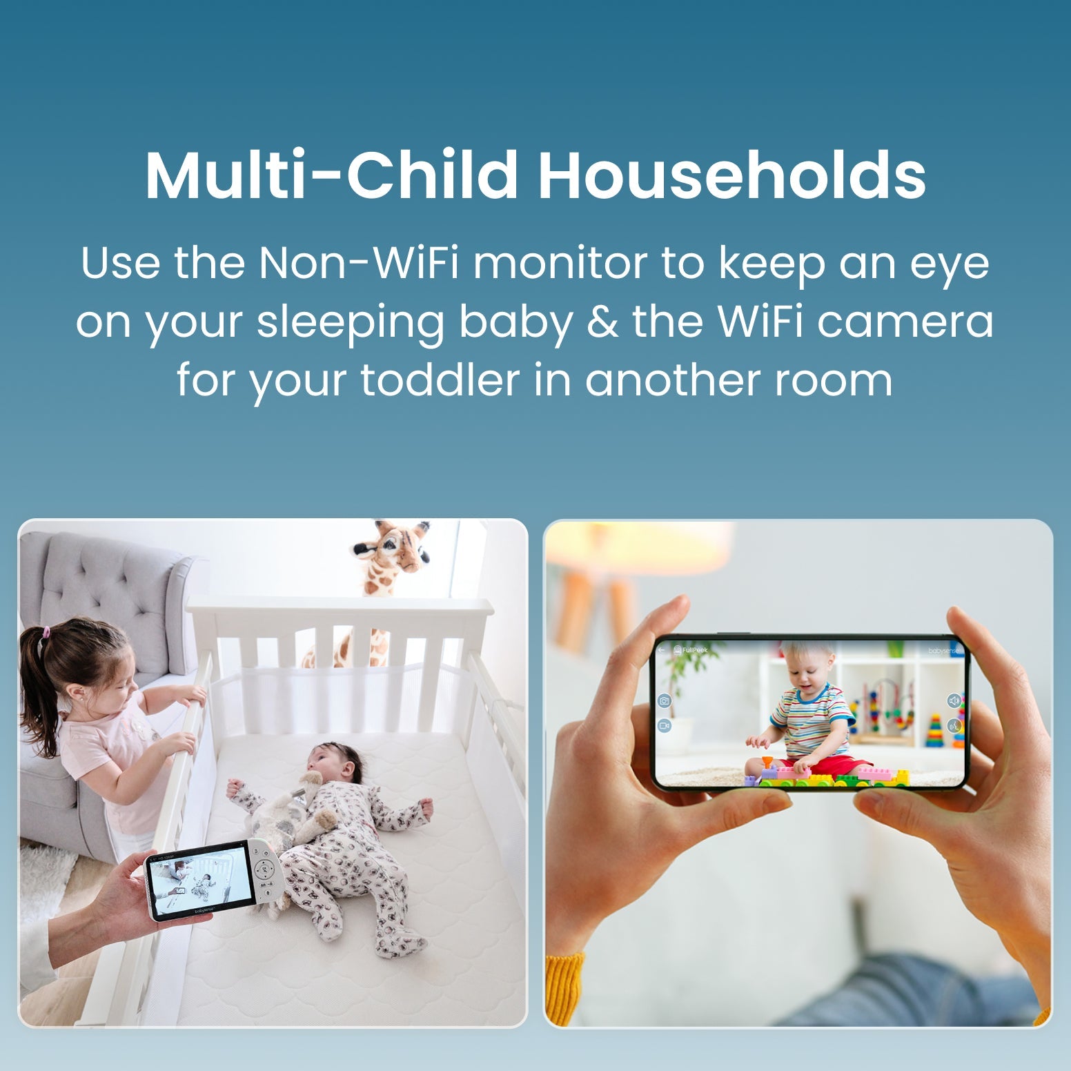 Babysense Full HD Baby Monitor with Camera and Audio & Bonus WiFi Security Camera with App for Remote Viewing - MaxView&FullPeek - Babysense