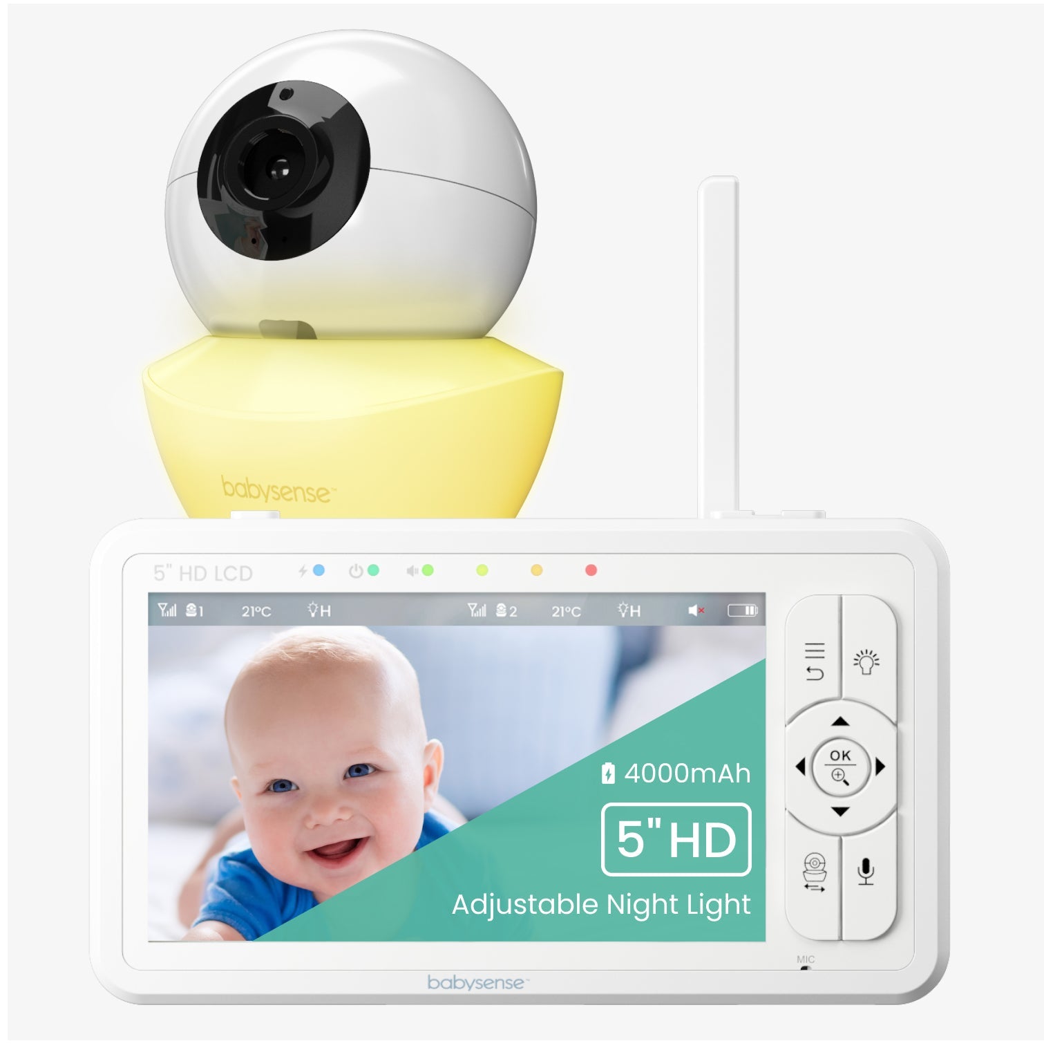 Babysense HD S2: Video Baby Monitor, One Camera, Non wifi, Night Light & Sound Machine - Babysense