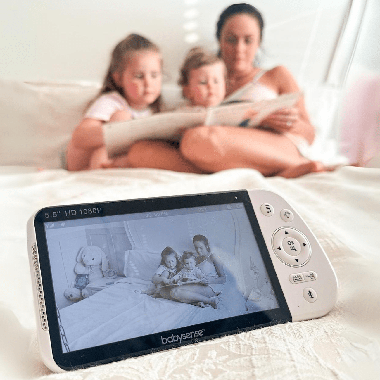 Babysense Max View: Video Baby Monitor with 1 Camera, Non Wifi, Split Screen, Night Light & Sound Machine - Babysense