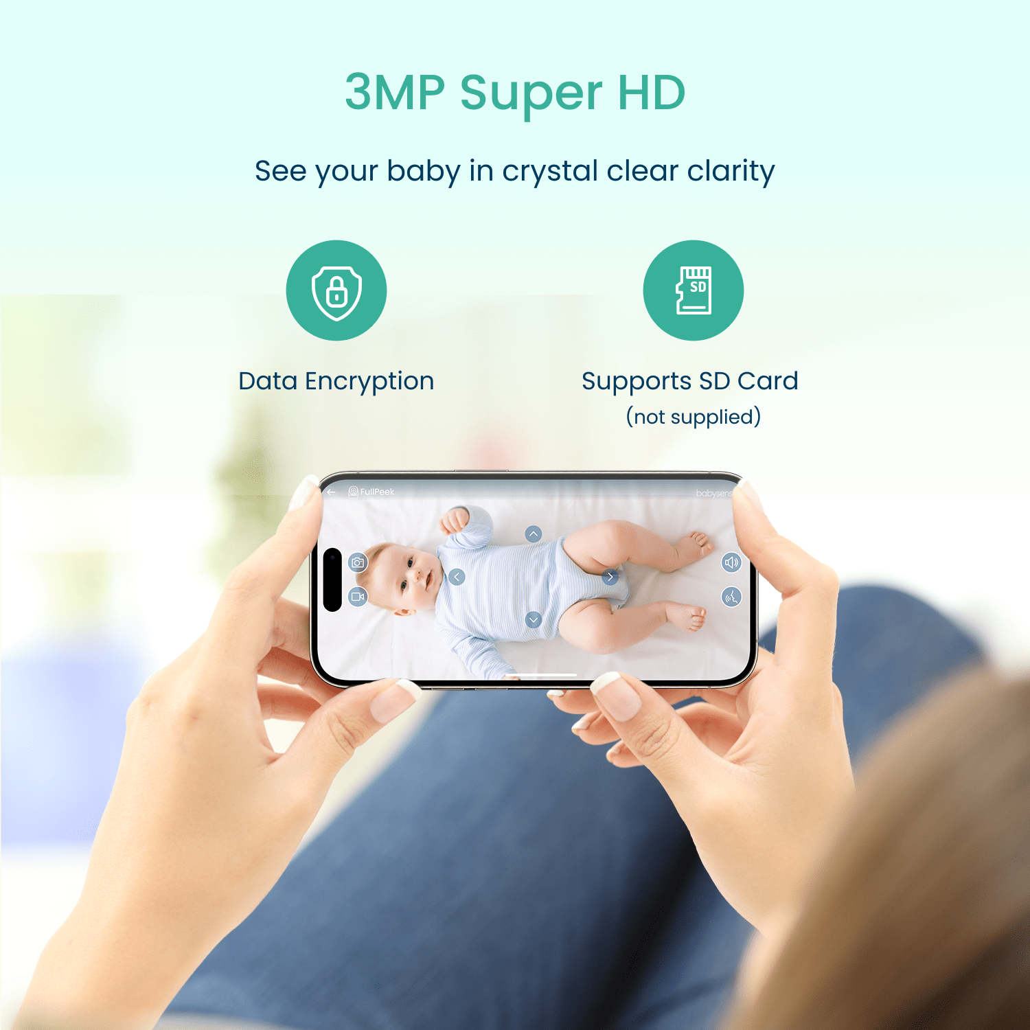 Babysense Total Sleep & Monitoring Solution: 3MP WiFi HD Camera + Baby Breathing Motion Tracking, Both Connected to One App - Babysense