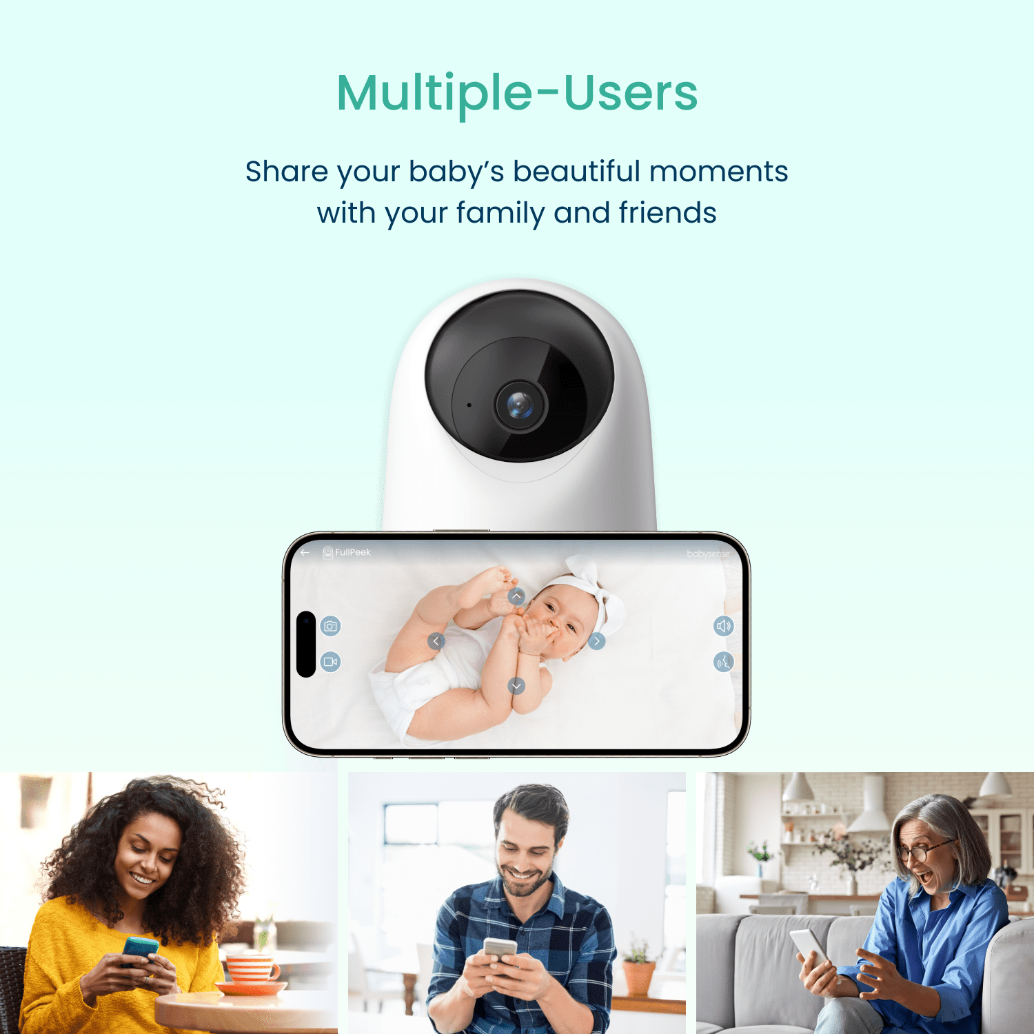 Babysense Travel Comfort Bundle: FullPeek 3MP HD WiFi Baby Monitor + Dreamer 2.0 Night Light & Sound Machine - Babysense