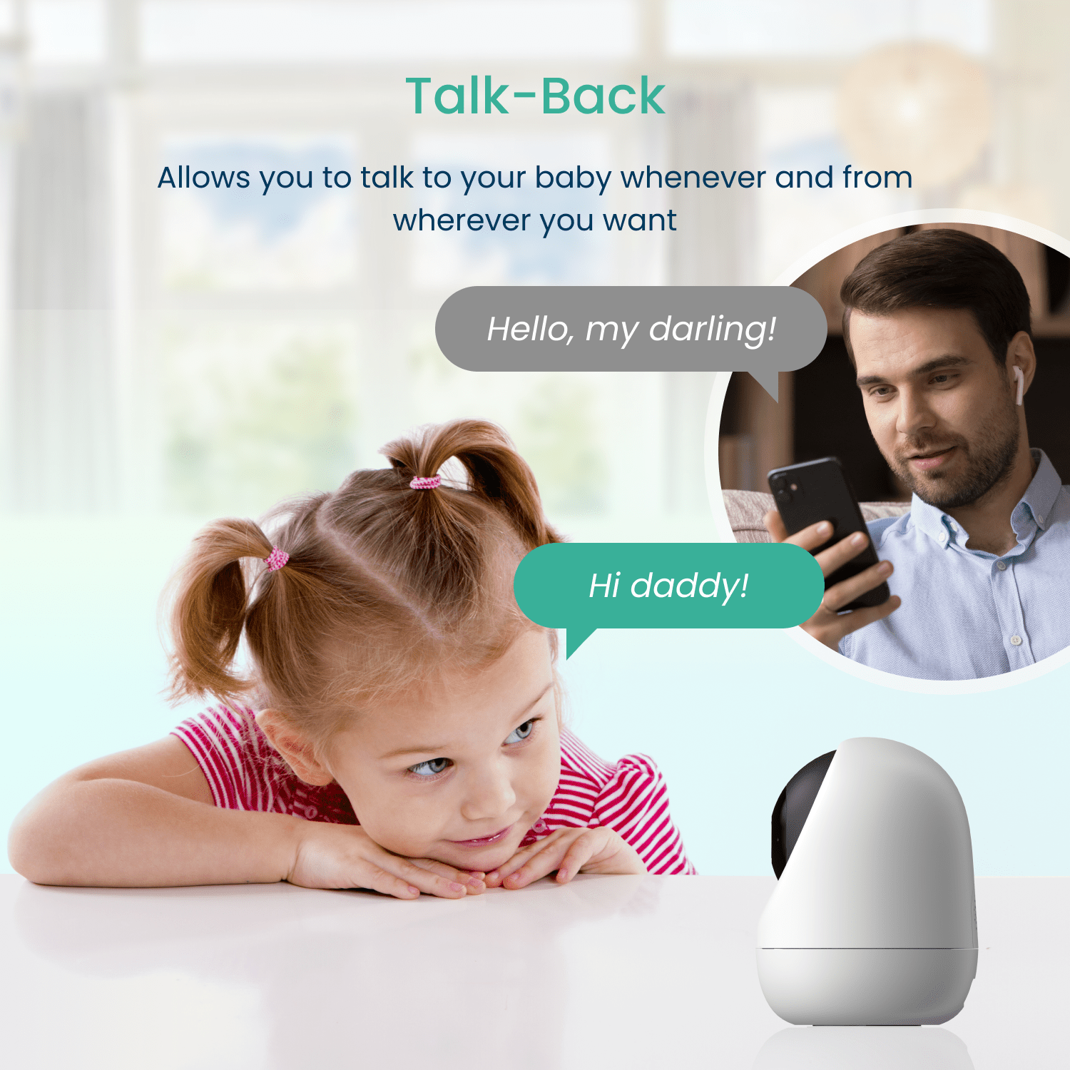 Babysense Travel Comfort Bundle: FullPeek 3MP HD WiFi Baby Monitor + Dreamer 2.0 Night Light & Sound Machine - Babysense