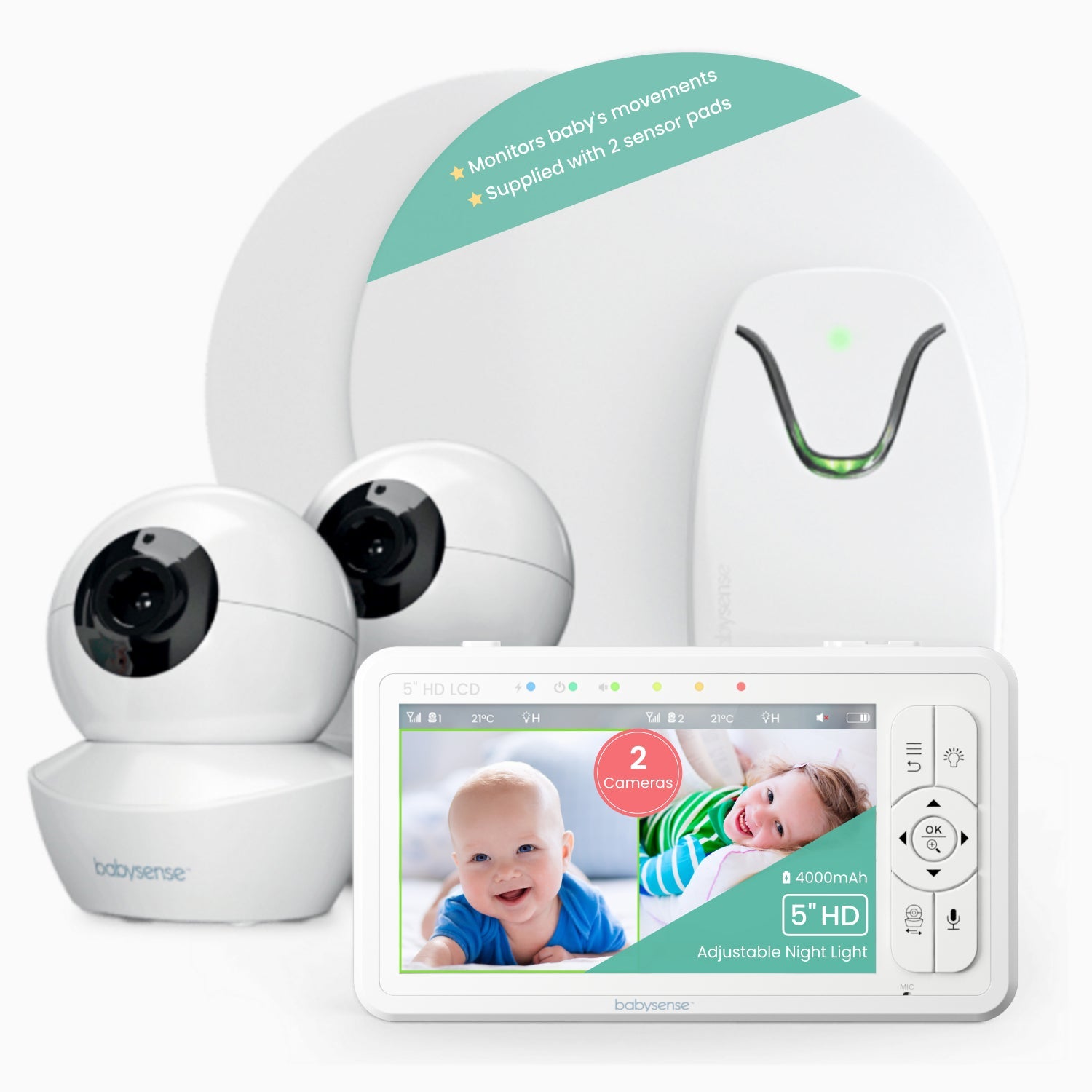 Babysense True Sleep: Video Baby Monitor with Breathing Motion Detection & Safety Alerts, 1 or 2 Cameras - Babysense