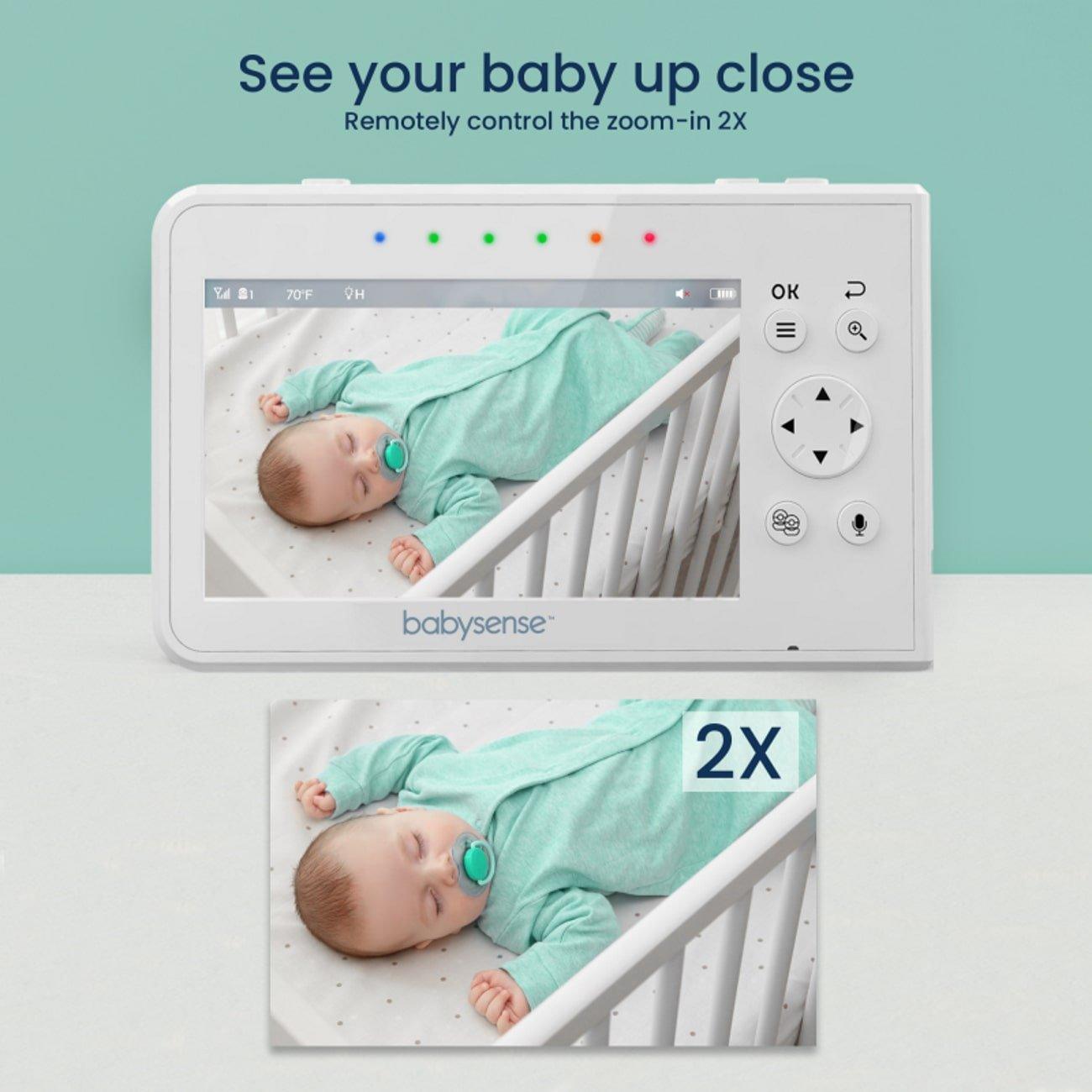 Babysense Split Screen Video Baby Monitor, 4.3 Display with 2 PTZ Cameras, Long Range, Night Light & Vision, Two-Way Talk, V43